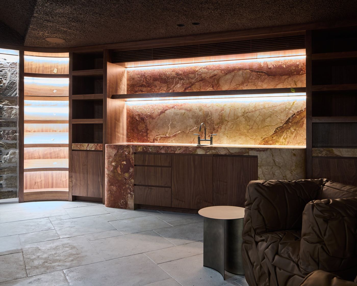 Conargo Estate: lit stone and timber joinery